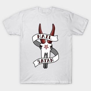 Hail Satan Mountain Goat Skull T-Shirt